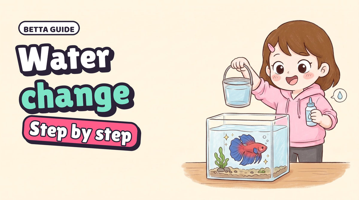 Comic thumbnail: Momo with a bucket and Hanabi, with the words Water change day