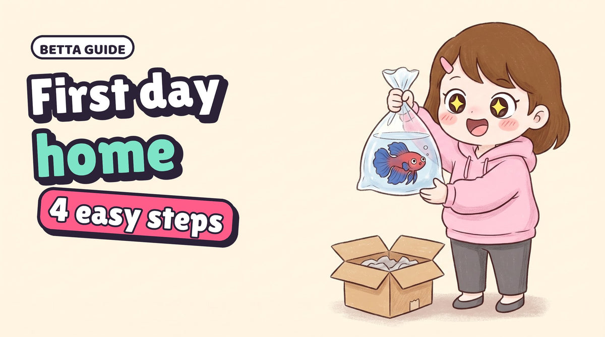 Comic thumbnail: Momo holding a bag with Hanabi, with the words Day one at home