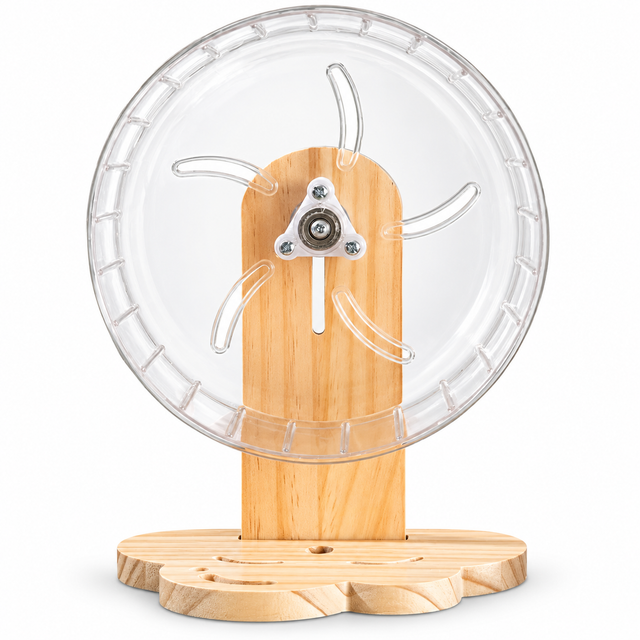 Clear Acrylic Hamster Wheel with Wooden Stand 18cm