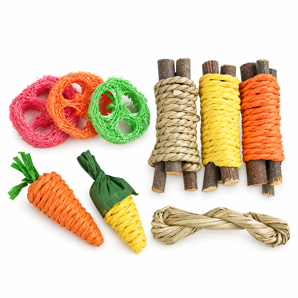 Color Molar Chew Toy Set for Small Pets (9 pcs)