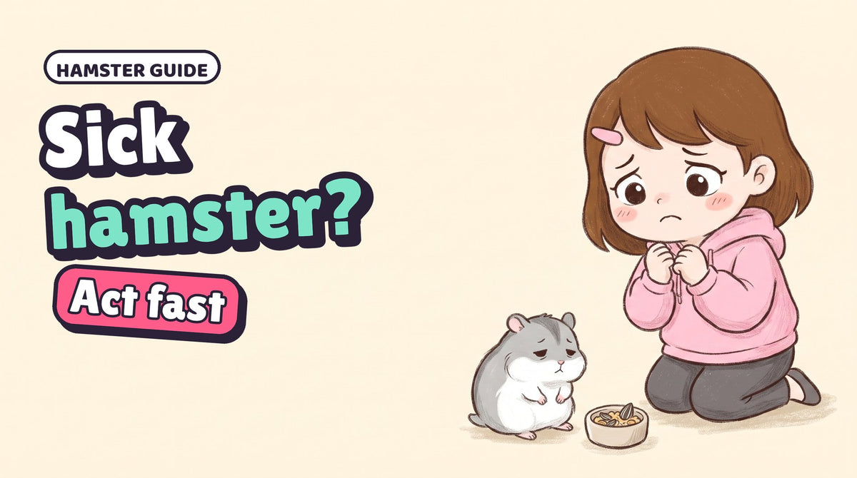 Comic thumbnail: Momo worried about Dango, with the words Sick hamster?