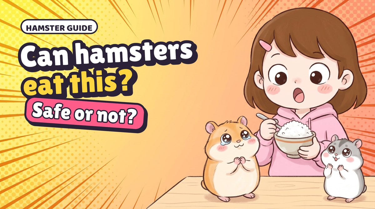 Comic thumbnail: Dango and Kinako stare at Momo's rice bowl, with the words Can hamsters eat this?