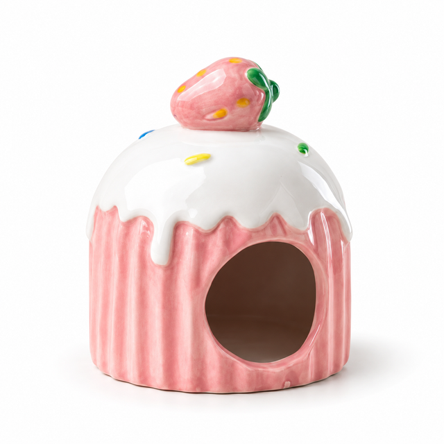 Ceramic Dwarf Hamster House (Pink)