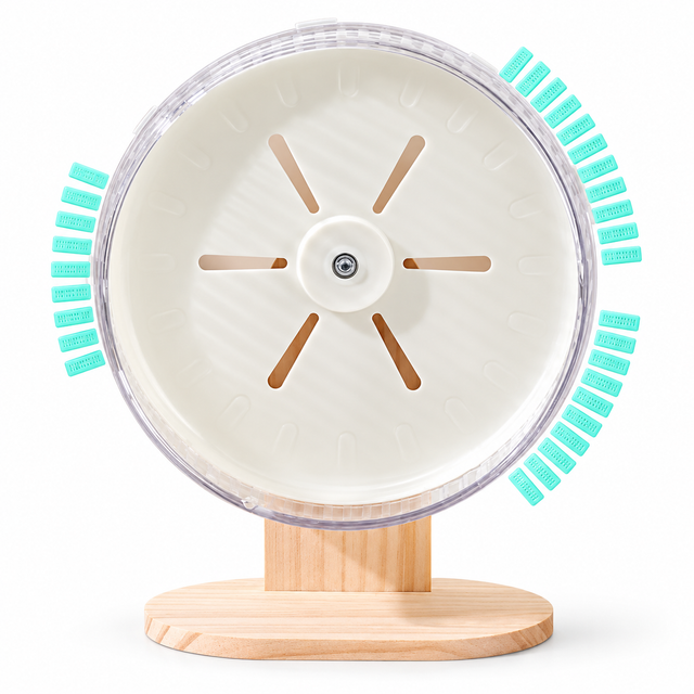 Silent Acrylic Hamster Wheel with Wooden Stand 22cm